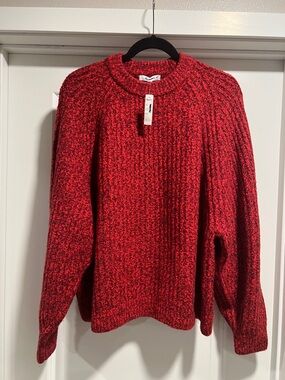 Madewell Women’s Red Marled Crewneck Knit Sweater Size M NWT